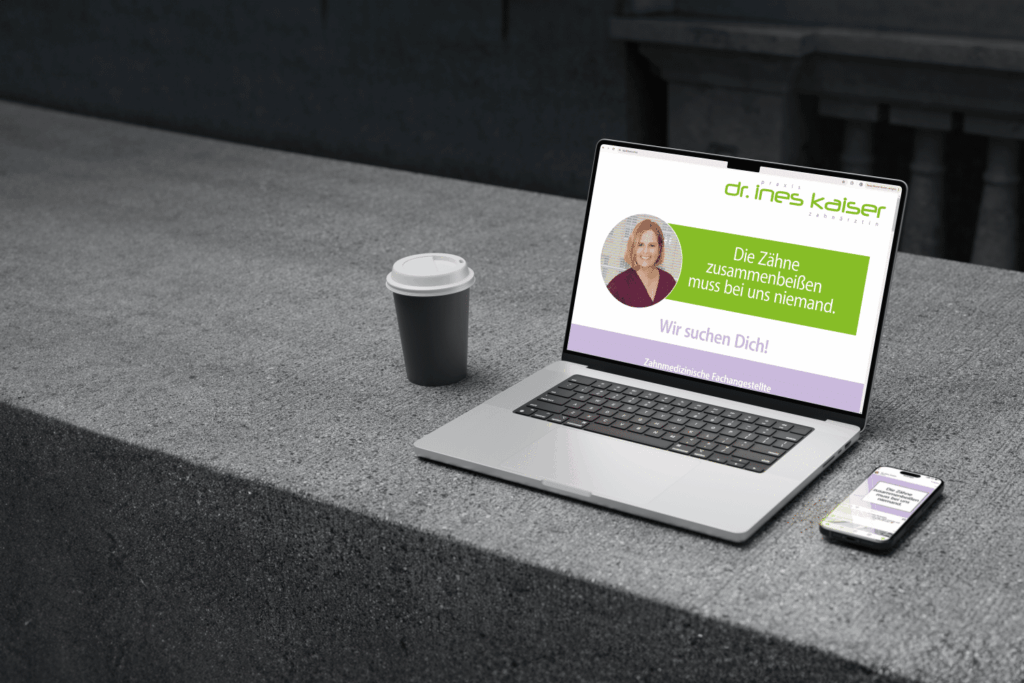 Ergebnisbild eines Mockups, welches die Landingpage für Dr. Ines Kaiser zeigt.